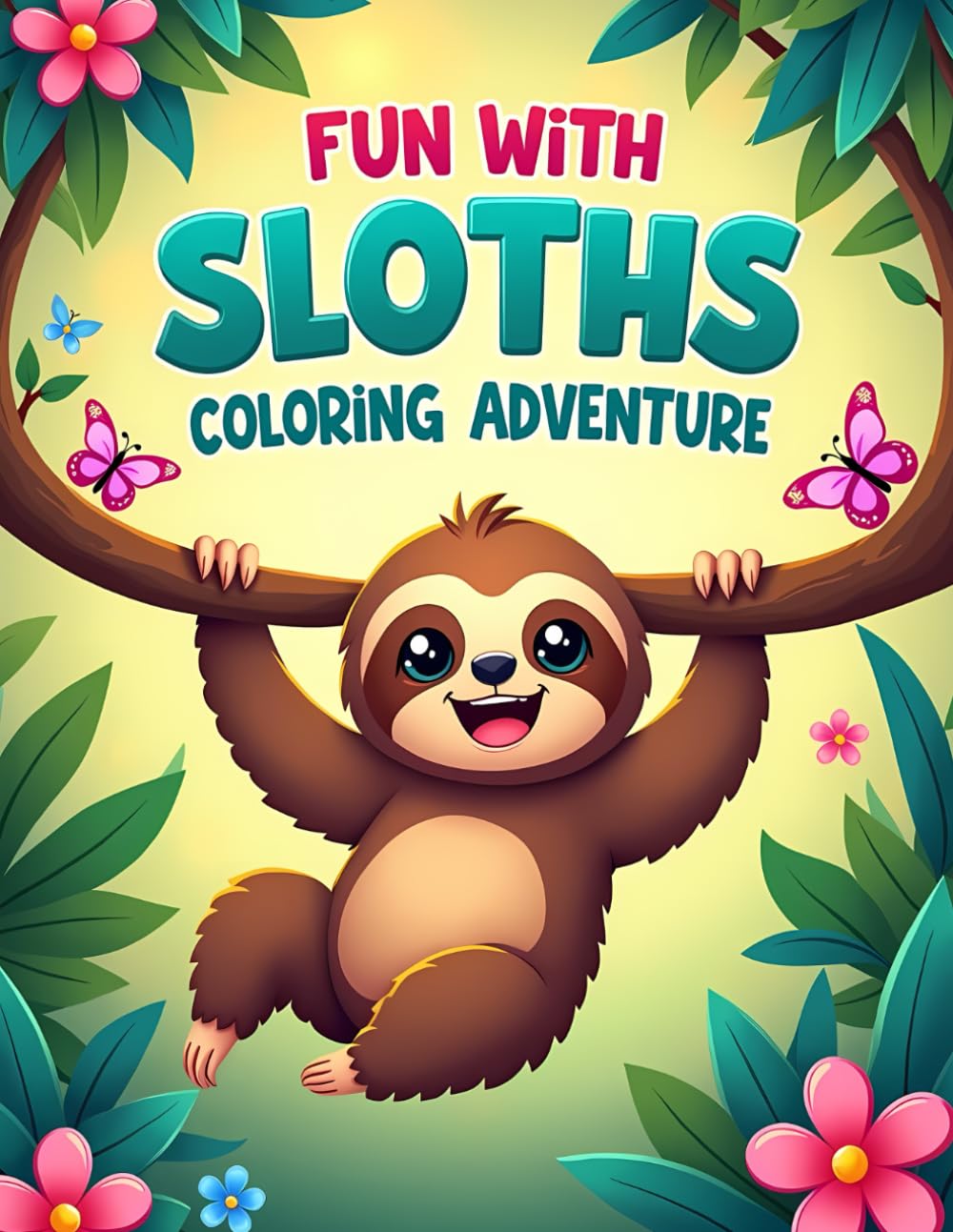 FUN WITH SLOTHS COLORING ADVENTURE: Adorable Sloth Coloring Book for Kids Ages 4–8