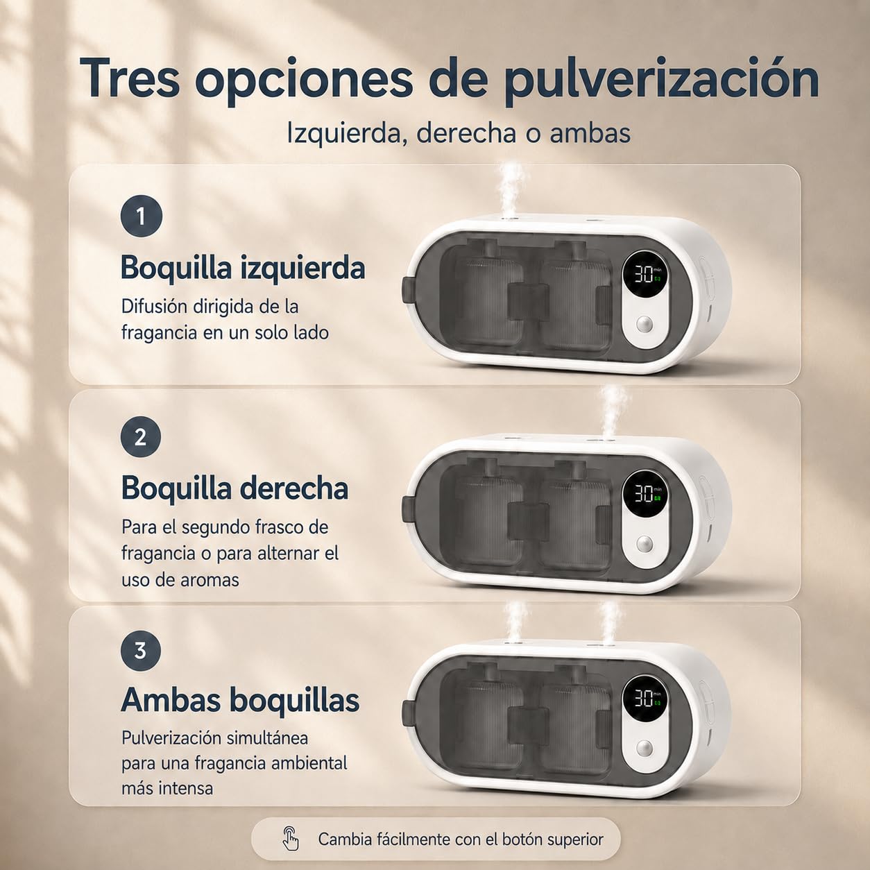 Sobremesa o Pared Difusor de Aceites Esenciales con Doble Boquilla, Sensor Movimiento, Temporizador, sin Agua, 100ml Hiltonn & Ocean Difusor de Aromas para Baño, Dormitorio y Salón