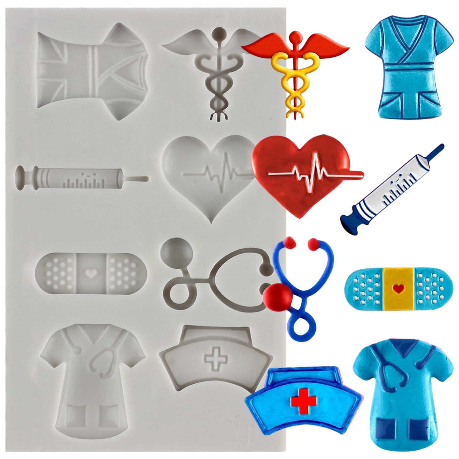 MINFEIDMS Nurse Themed Fondant Mold Medical Equipment Silicone Mold