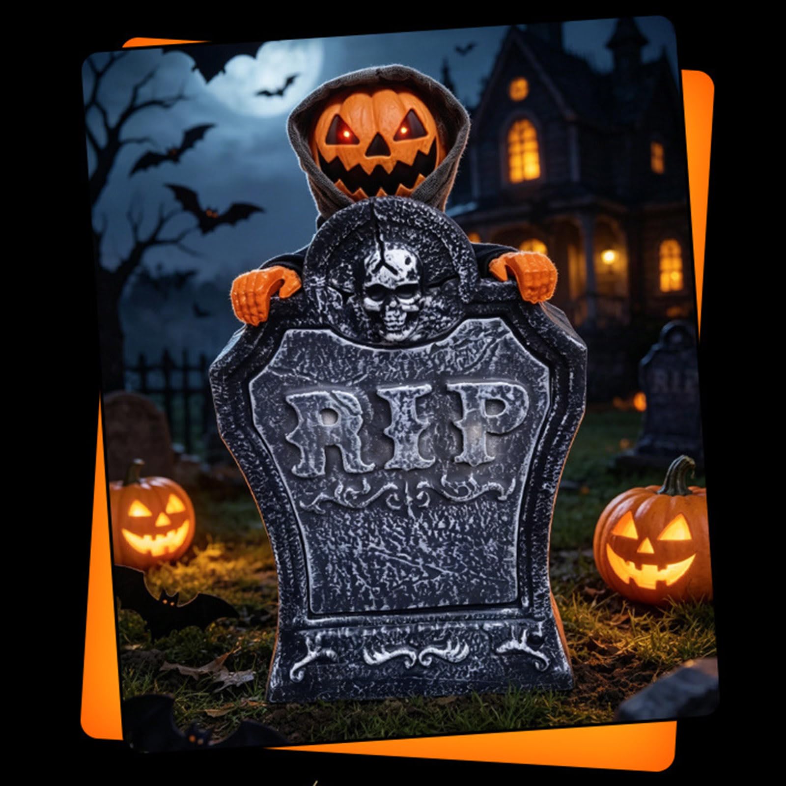 Lapide Animata alimentata a Batteria con Occhio Luminoso e Colonna Sonora inquietante per Ornamento Realistico Halloween, Pennarello parlante Luminoso