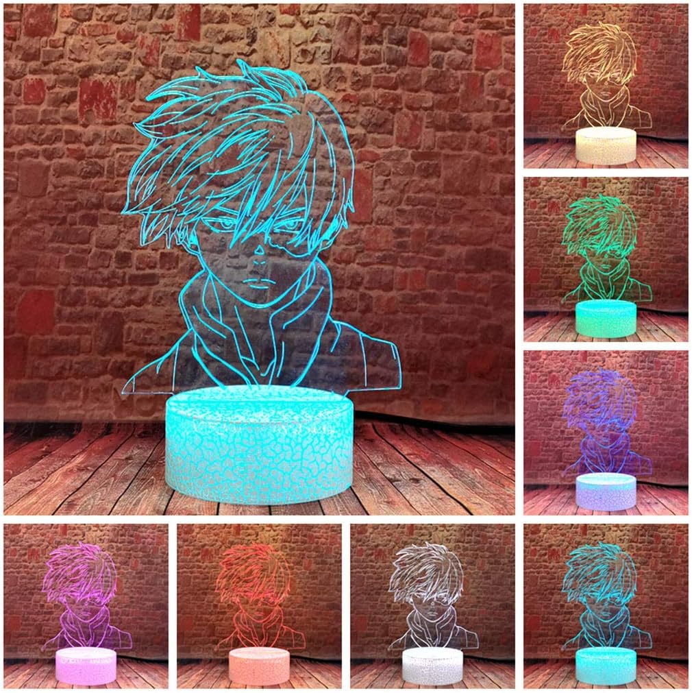 Shoto Todoroki 3D Illusion Night Light Merch LED Anime Lamp 16 Colors RGB Remote Control Desk Decor for Kids