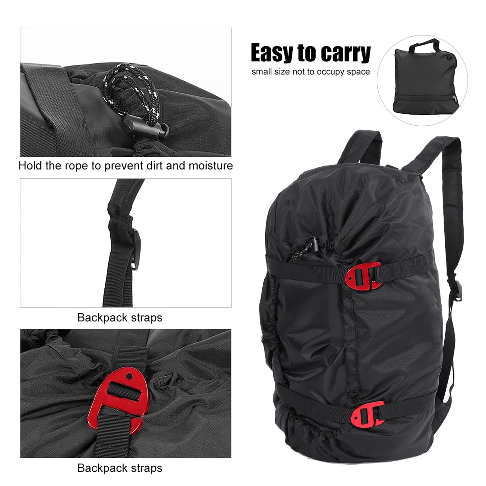 Ejoyous Bolsa de Cuerda de Escalada Impermeable Plegable con Correa para el Hombro