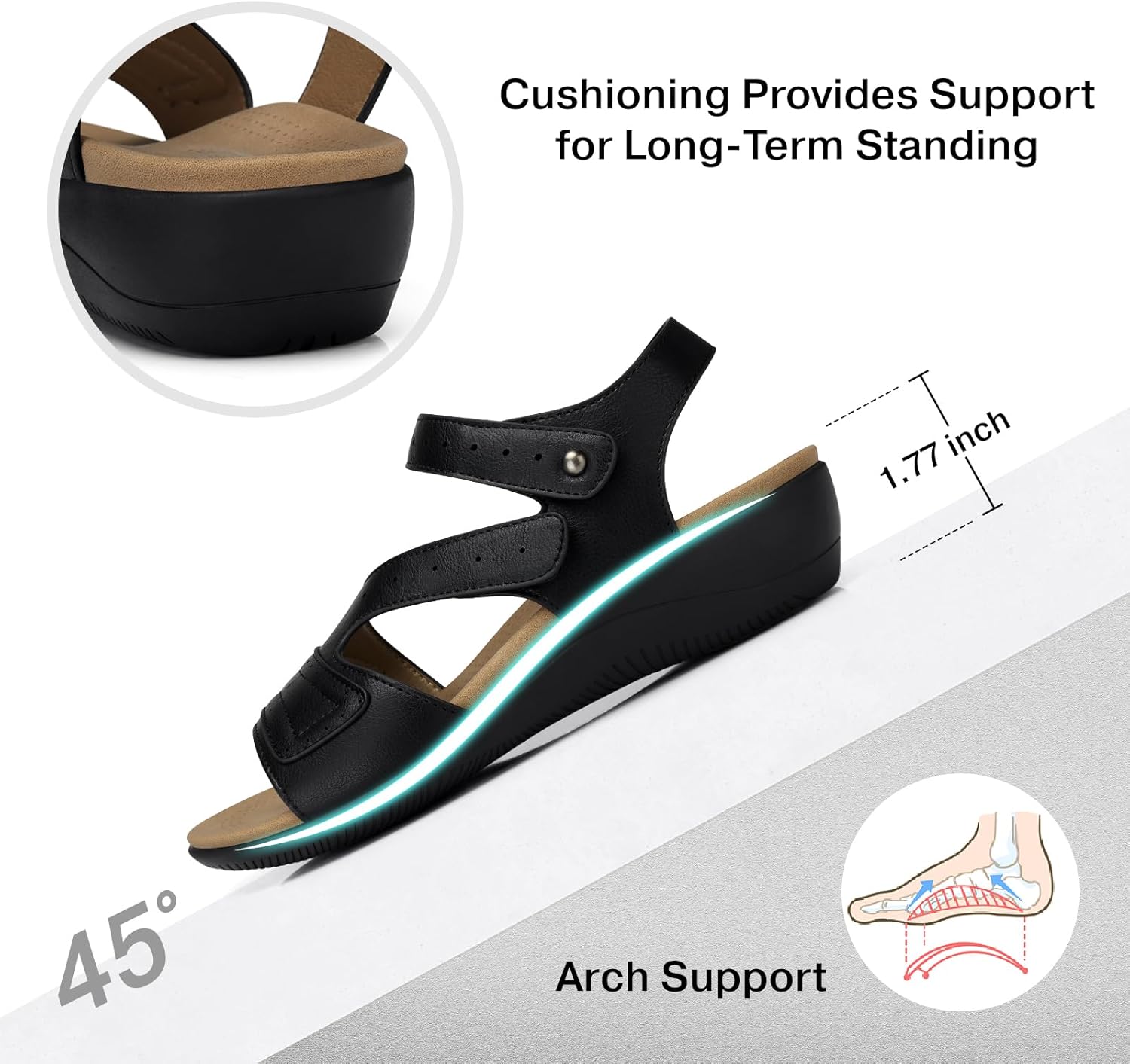 SHIBEVER Wedge Sandals for Women Dressy: Summer Low Wedges 2026 Platform Walking Comfortable Ankle Strap Womens Shoes - Image 5