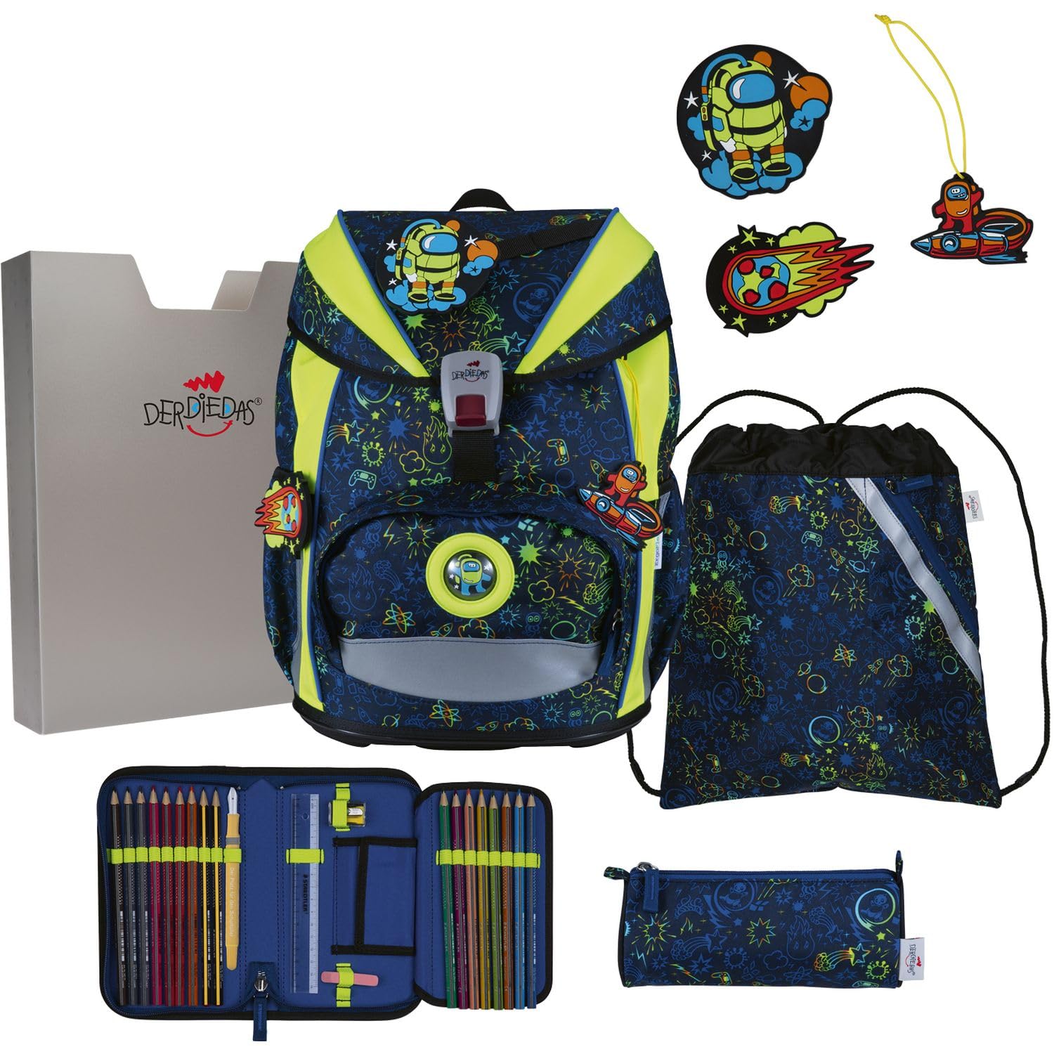 derdiedas Schulranzen Set 5-TLG. ErgoFlex Light Neon Crazy