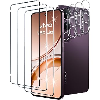 Screen Protector for Vivo V50 Lite 4G/5G for Tempered Glass with Camera Protection [3+3 Pieces] 0.33 mm Ultra Clear Film 9H Hardness Screen Protector Anti-Scratch Protective Glass Tempered