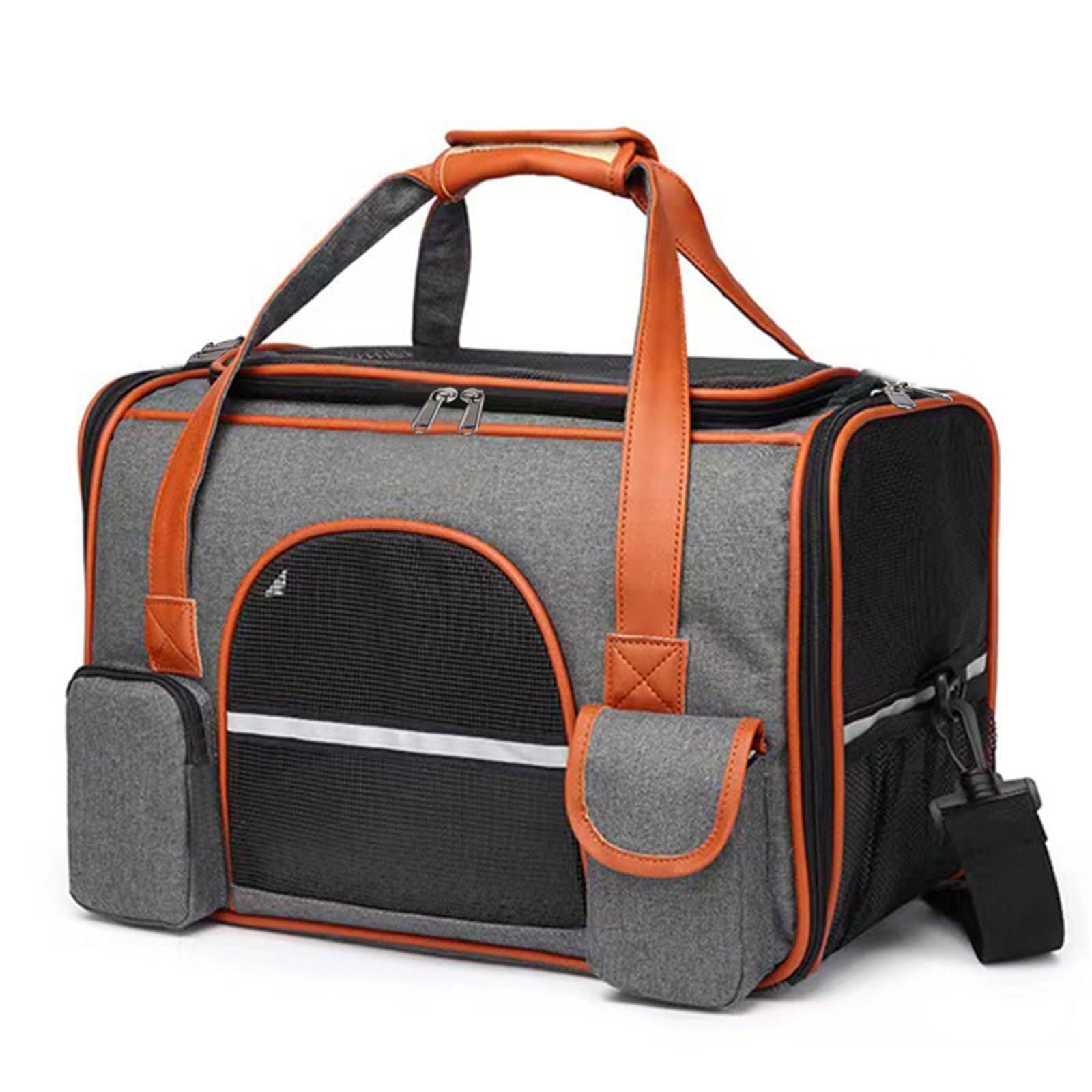 Borsa per Trasporto Gatti e Cani, Pieghevole Trasportino Cane e Gatto Borsa Portabile Animali Domestici Viaggio per Il Trasporto di Animali Domestici (45x25x28CM,Grigio Scuro)
