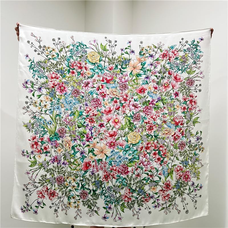 100% Pure Mulberry Silk Scarf 43”*43” Large Square Lightweight Headscarf Women’s Hair Wraps Shawls with Gift Packed - Image 6