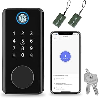 Keyless Entry WiFi Door Lock for Entry Door Touchscreen 5-in-1 Keypad Smart Door Lock Serrure de Porte Intelligente Exterieur Fingerprint Keypad Smart Locks for Entry Door deadbolt Fingerprint Lock