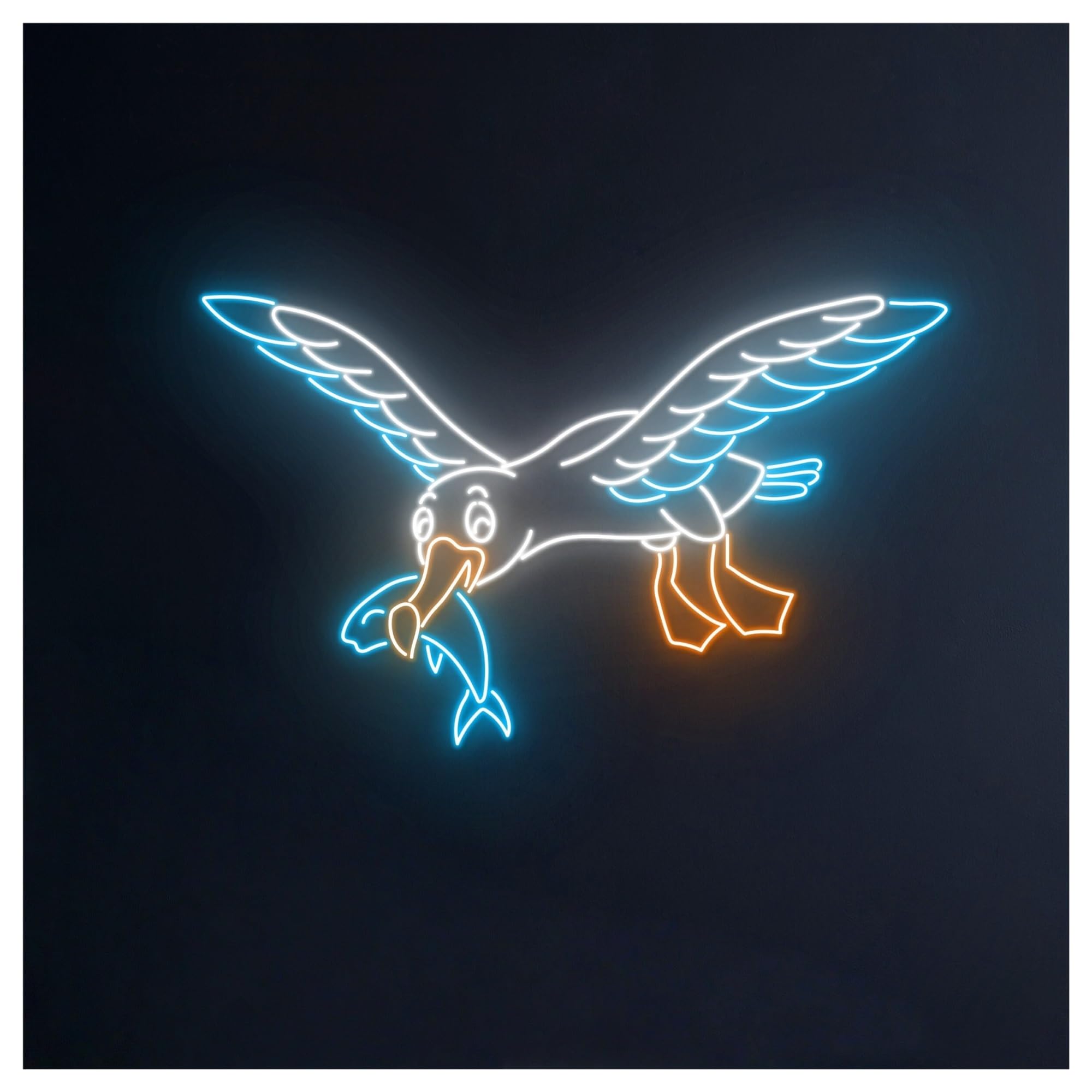 RONGCH Hanging Art Neon Signs Cormorants Catching Fish Neon Sign, Suitable for Bedroom House Wall Decor with Dimmable 58cm