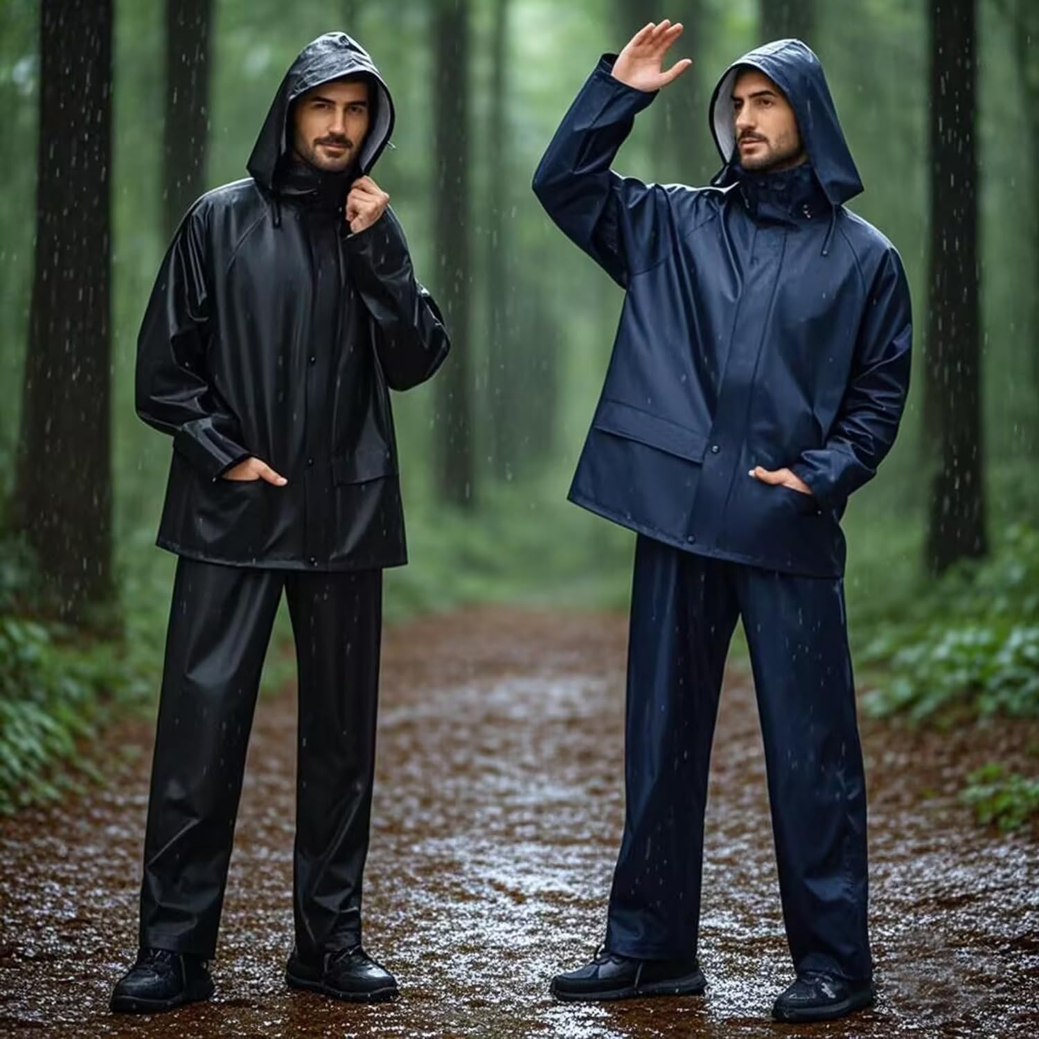 Rain Suit For Men Waterproof Heavy Duty Rain Gear Outdoor All-Sport Work Fishing Jacket & Trouser Raincoats