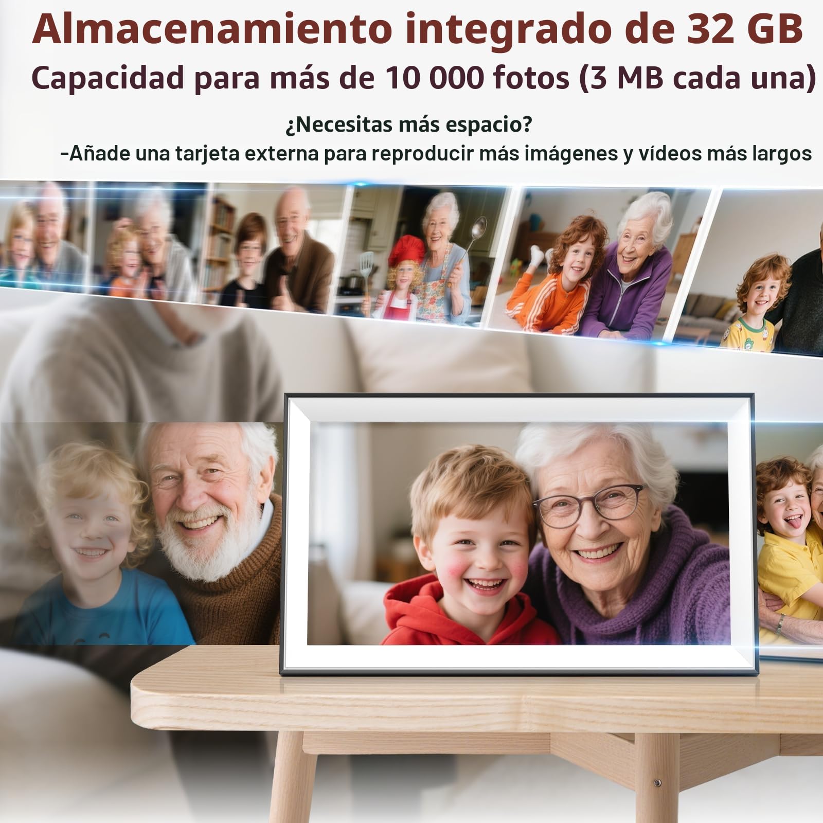 Hesmor Marco de Fotos Digital de 15,6'' WiFi FHD 1920 x 1080, Pantalla táctil IPS Marco de Fotos electrónico con 32 GB de Memoria, rotación automática, fácil Transferencia de Fotos vídeos a través