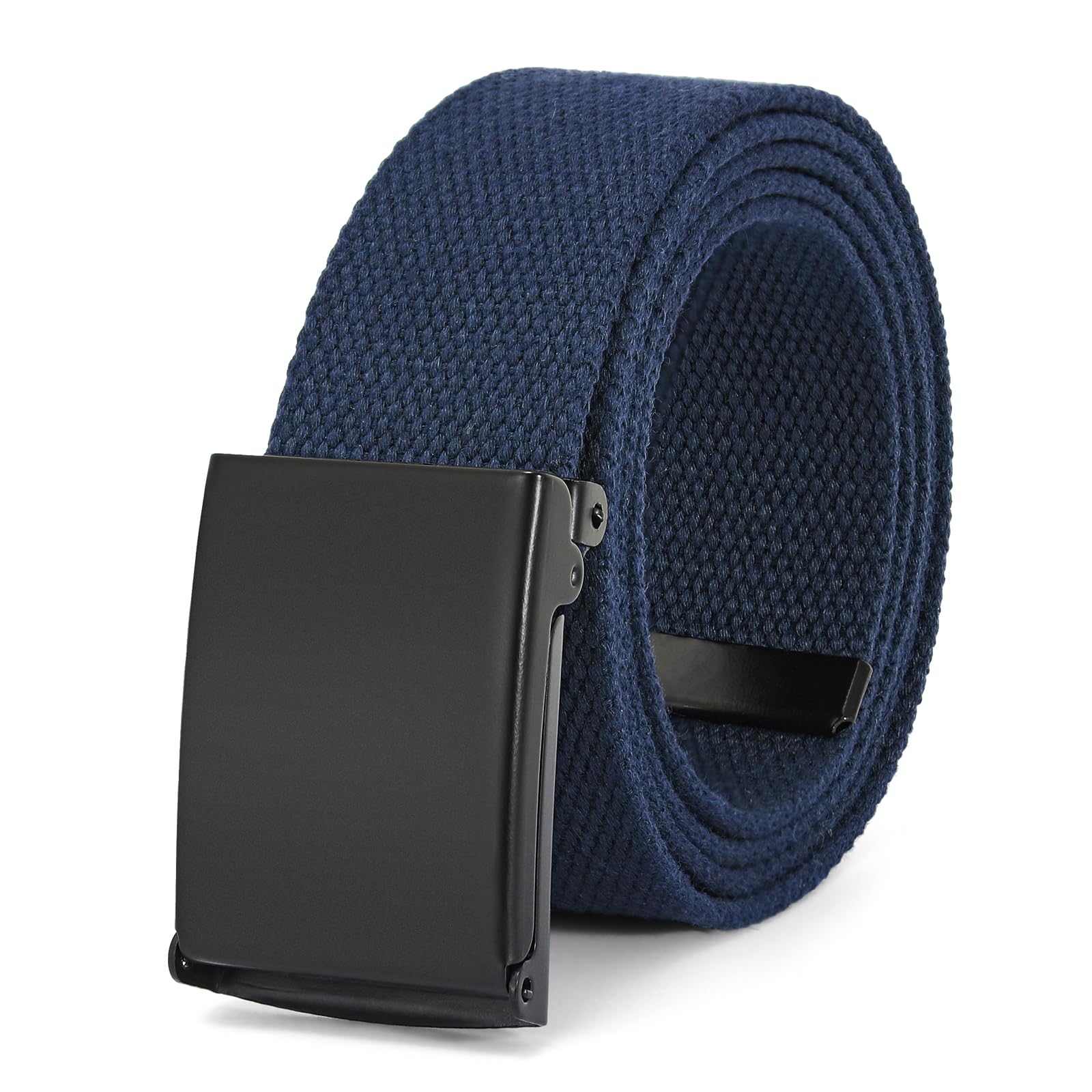 JasGood Unisesx Webgürtel Herren Damen Leinwand Arbeitsgürtel Frei Verstellbarer Flip-Top Webgürtel Schwarze Militärschnalle für Geschäft Sport Lässig