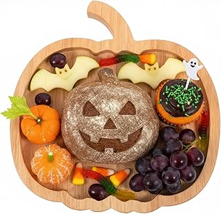 Healifty Halloween Pumpkin Charcuterie Board: Serving Platter for kitchen Home Decoration Cheese Appetizer Snack Salad Cookie Party Thanksgiving Trays 7inches