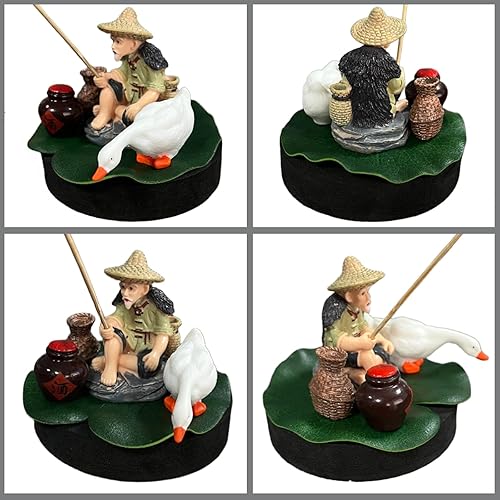 Miniatura 5 de Figura flotante genérica de pescador, regalos de pesca para hombres, decoración de pecera, decoración flotante de pecera, mini estatua de PVC (3.74