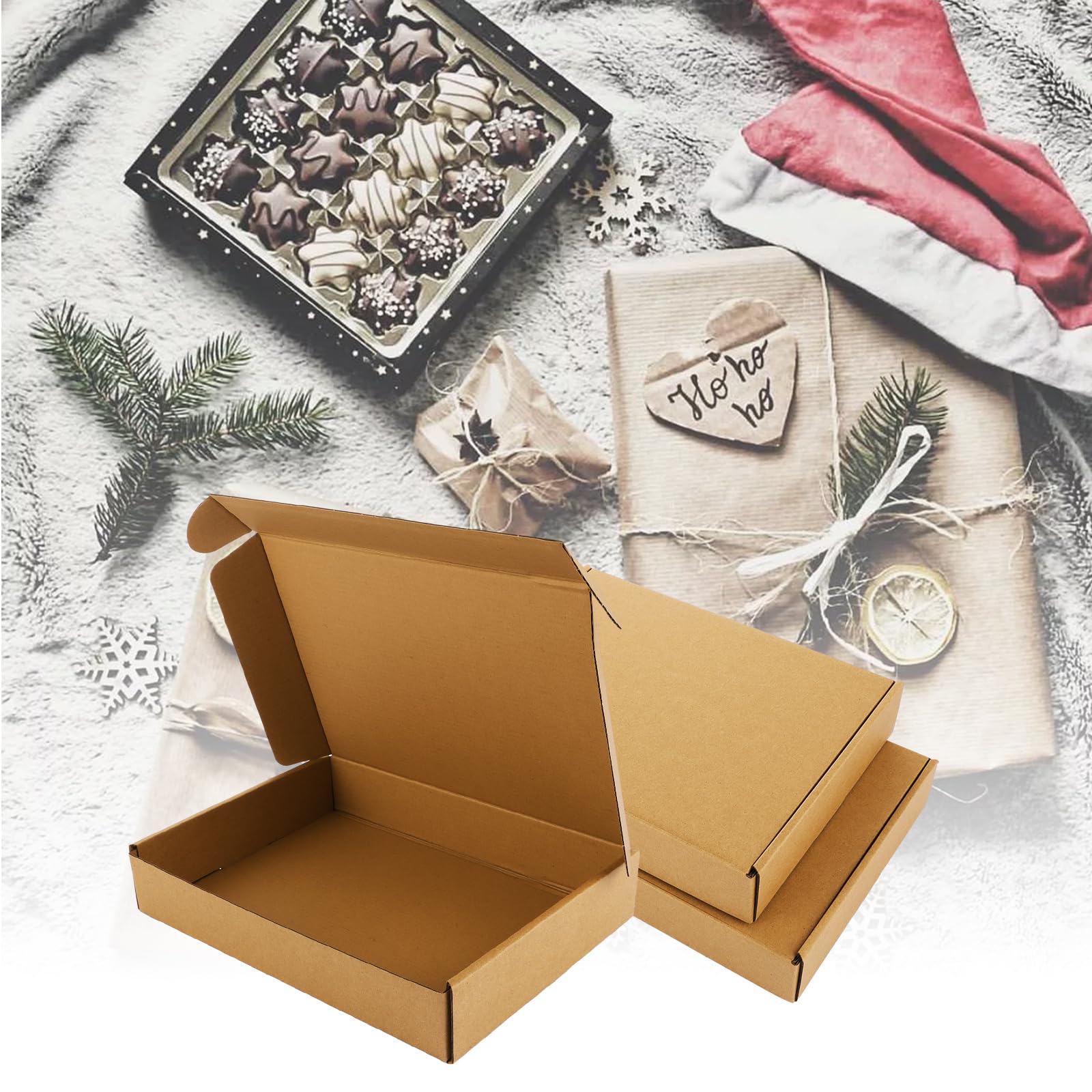 JMIATRY Confezione da 30 scatole per spedizioni, 28 x 20,3 x 5 cm, piccole scatole regalo in cartone ondulato, scatole postali per imballaggio, colore: marrone