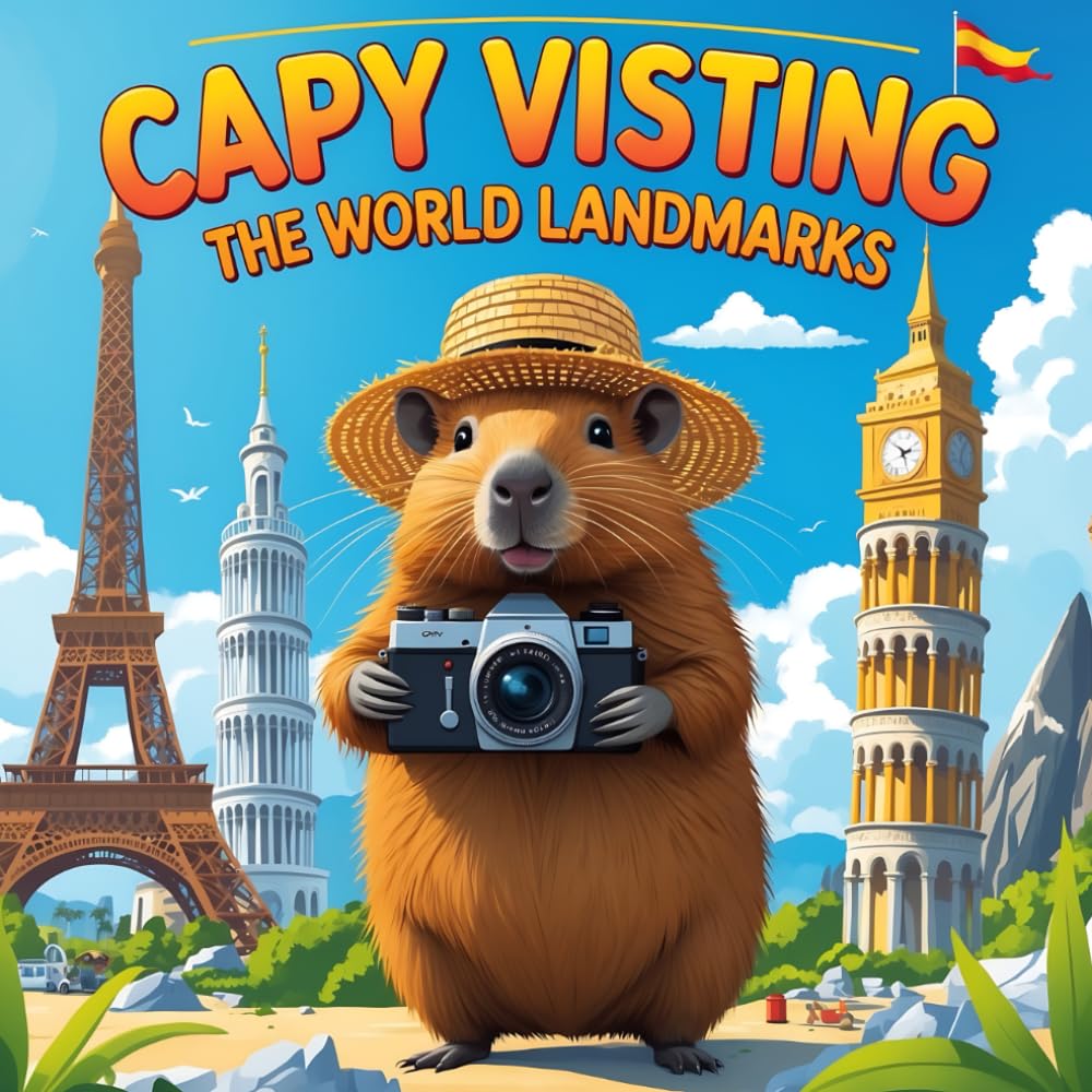 Capy Visiting The World Landmarks: Famous Monuments & Amazing Places with Capybara Coloring Book 40 Bold & Easy pages | For all Ages