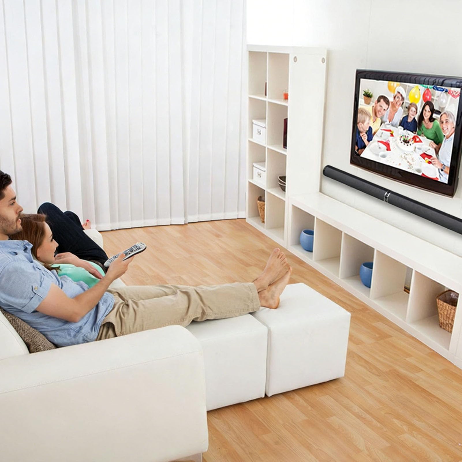 Fockety Soundbar, Odłączany Głośnik Domowy 2 w 1 Zestaw Kina Domowego z Dźwiękiem Przestrzennym Głośnik Kina Domowego do Projektorów Telewizyjnych i Komputerowych (wtyczka UE)