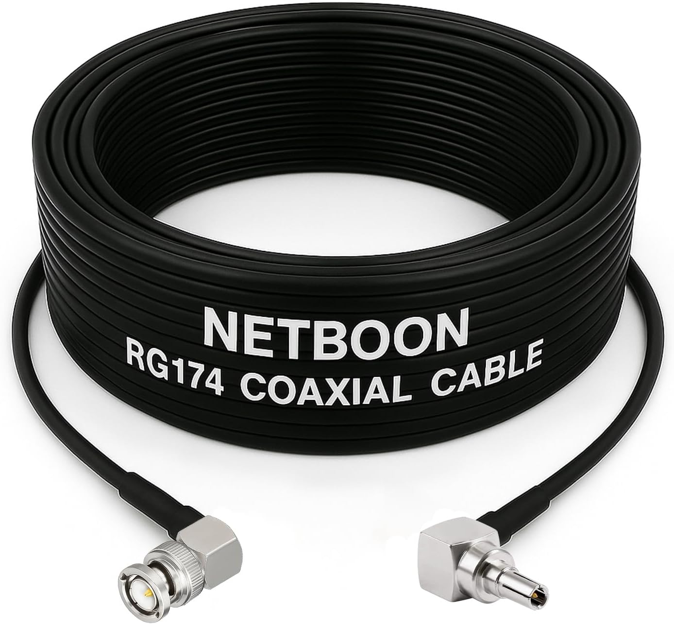 RG174 Coaxial Cable | BNC Male Right Angle to CRC9 Right Angle Connector | Flexible RF Jumper Wire for Communication Devices, Spectrum Analysis, Lab Testing (30-CM)