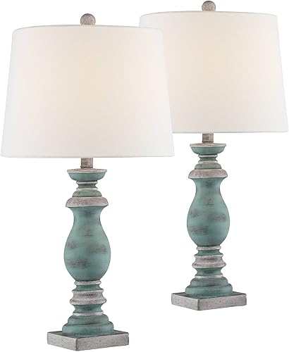 Miniatura 2 de Regency Hill Patsy - Juego de 2 lámparas de mesa de 26 12 pulgadas de alto, estilo rústico y tradicional, con WiFi, enchufe inteligente, azul, gris,