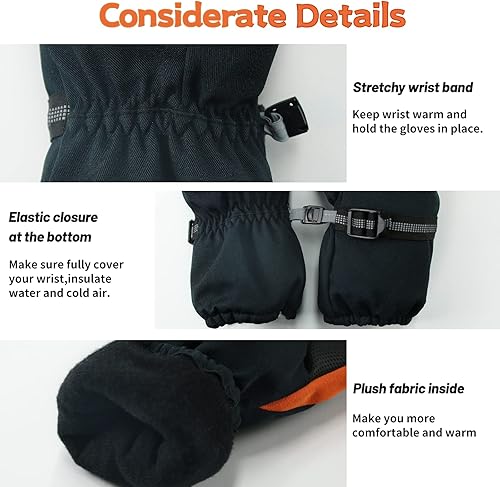 Miniatura 7 de WINUP Guantes de esquí para niños guantes de snowboard impermeables y resistentes al viento para niños peleas de bolas de nieve y snowboard clima