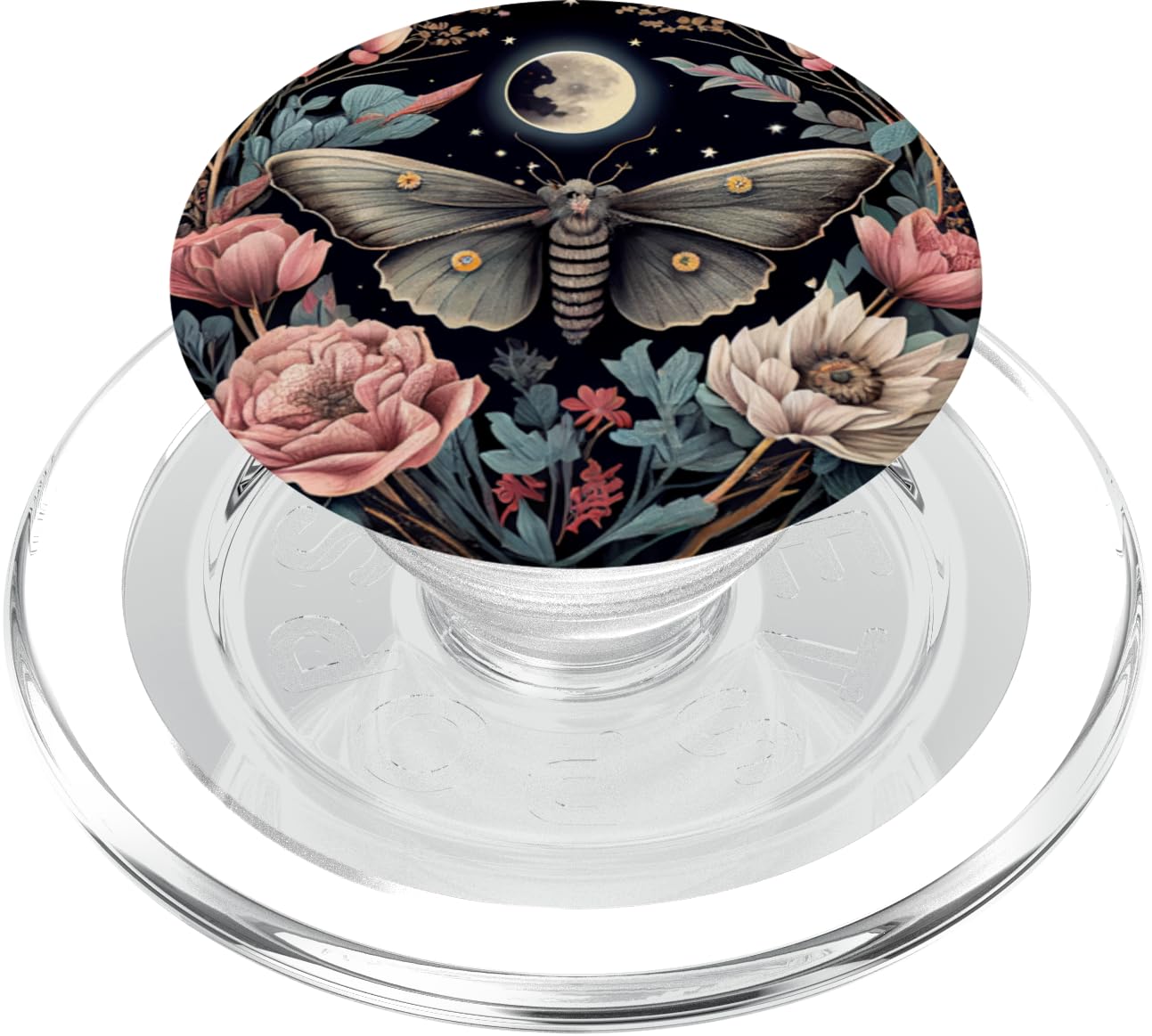 Moth Moon Flowers Astrology Celestial PopSockets PopGrip for MagSafe