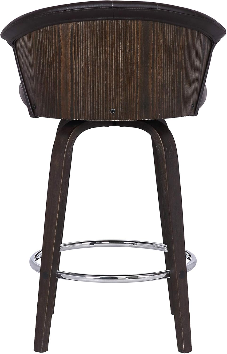 Armen Living Ashley Mid-Century Faux Leather Kitchen Barstool, 30" Bar Height, Brown