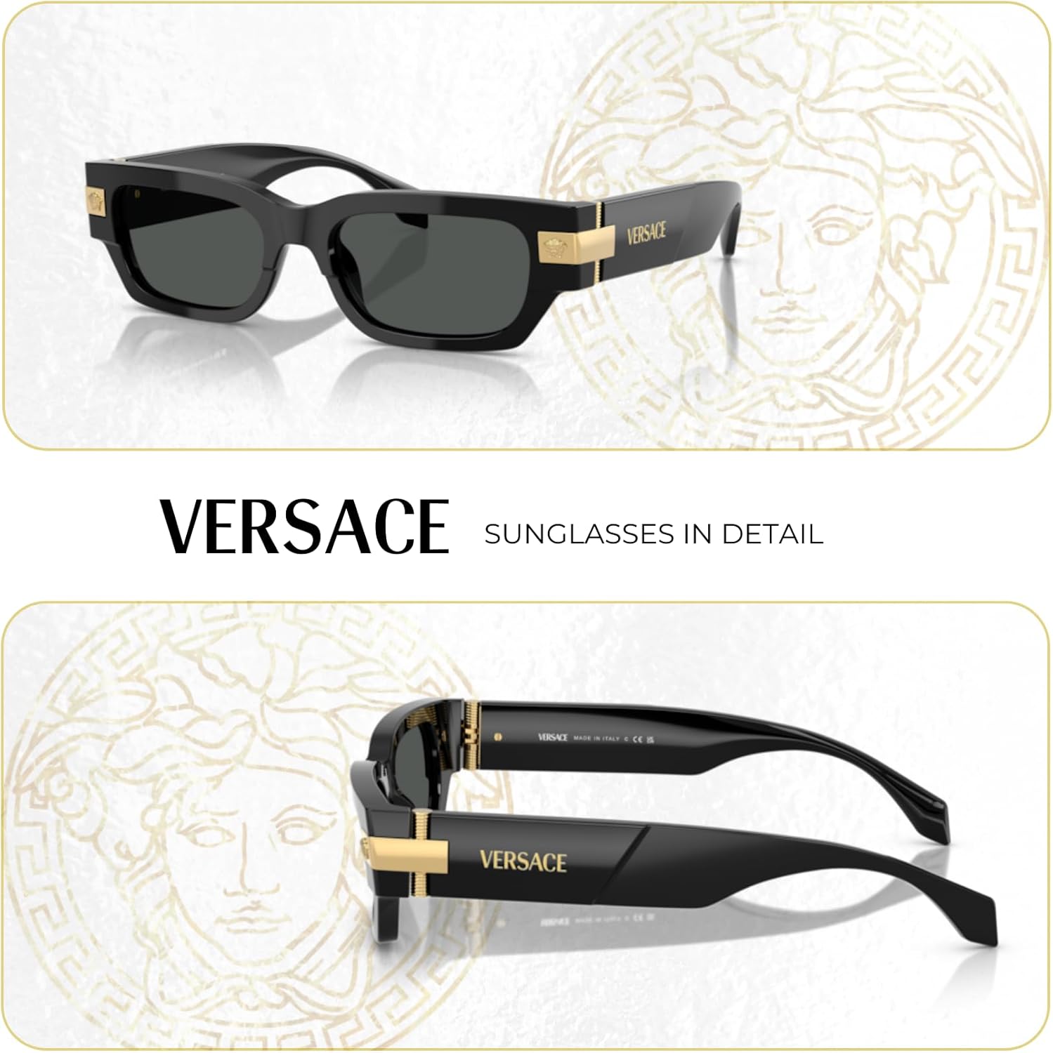 Versace VE4465 Rectangular Sunglasses for Men +BUNDLE with ACCESSORY EYEWEAR KIT - Image 5