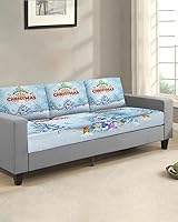 Vista 15 de Christmas Tree Couch Cushion Covers, Stretch Sofa Cover with Elastic Bottom, Merry Christmas Xmas Tree Snowflake Rustic Sofa Slipcovers Protector