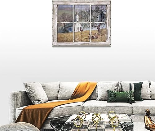 Miniatura 5 de Arte de pared de iglesia de campo, imágenes de iglesia cristiana, decoración de pared, ventana 3D, iglesia, lienzo, impresión, religión, fe, granja,