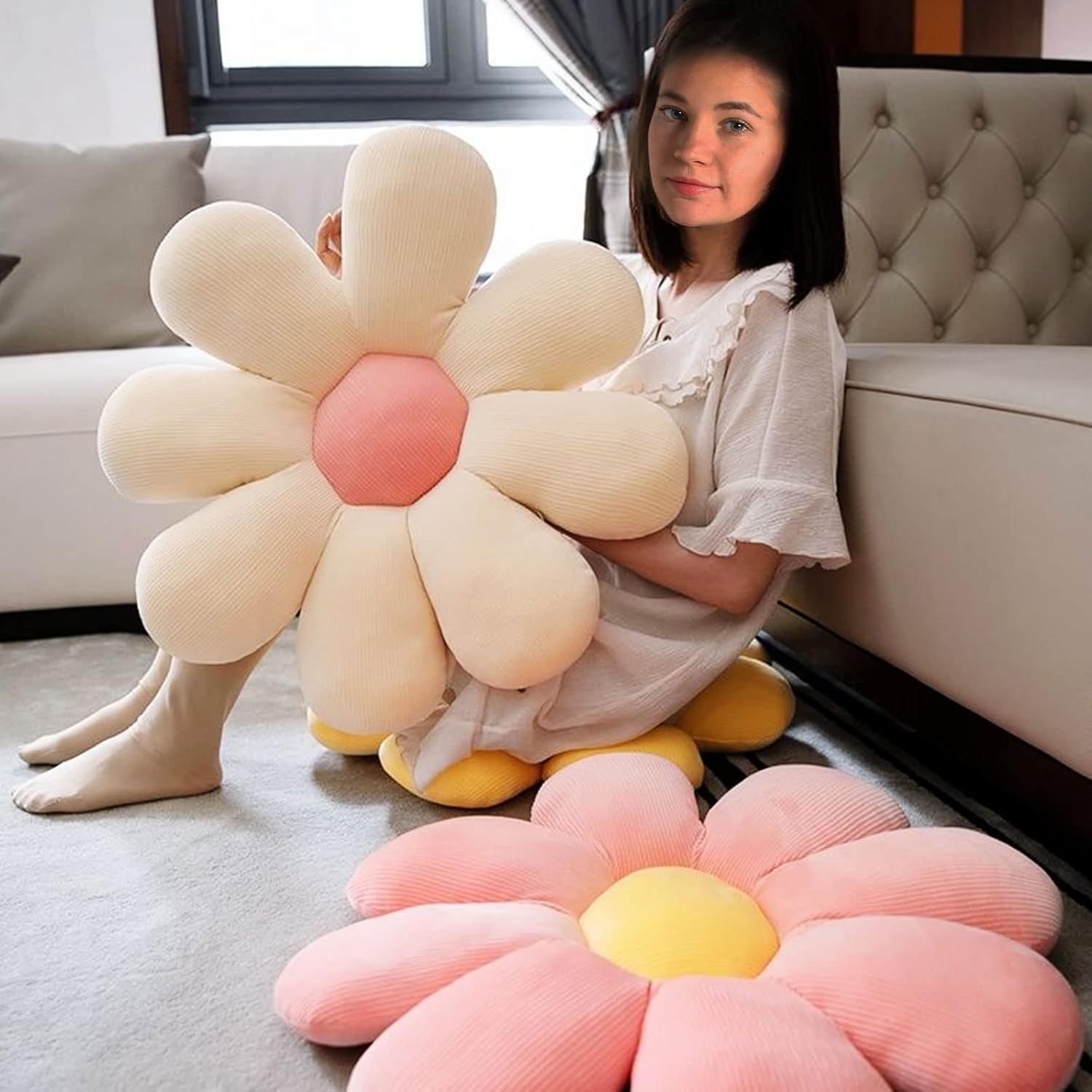 Decorative Pillows Flower Shaped Stuffed Plush Floor Cushion Throw