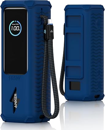 YWXTW Silicone Case for Anker Laptop Power Bank 25,000mAh/165W - Shockproof Drop-Resistant, Built-in Cable Storage | Non-Slip Grip, Hidden Dust Plug Protective Cover for Anker Power Bank 165w