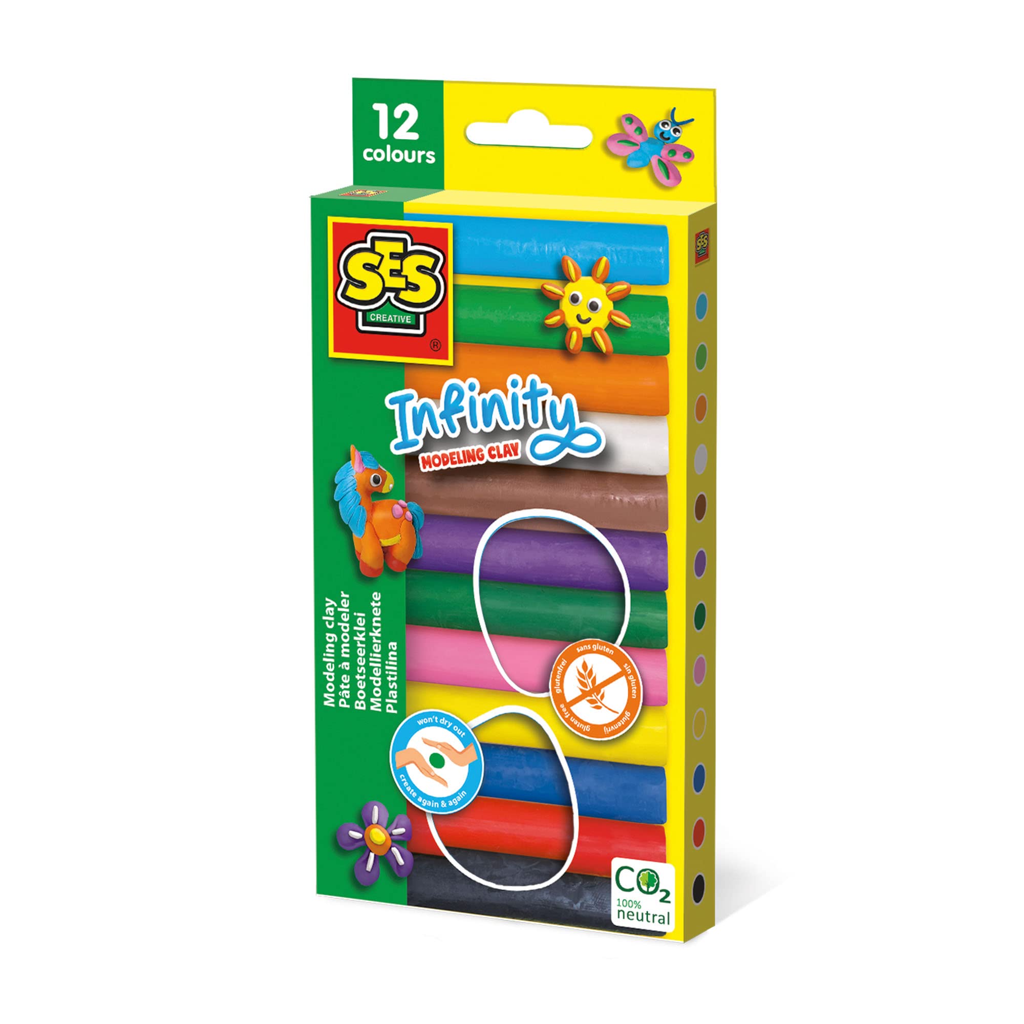 SES Creative - Modeling Clay - 12 Colours - Non-Drying