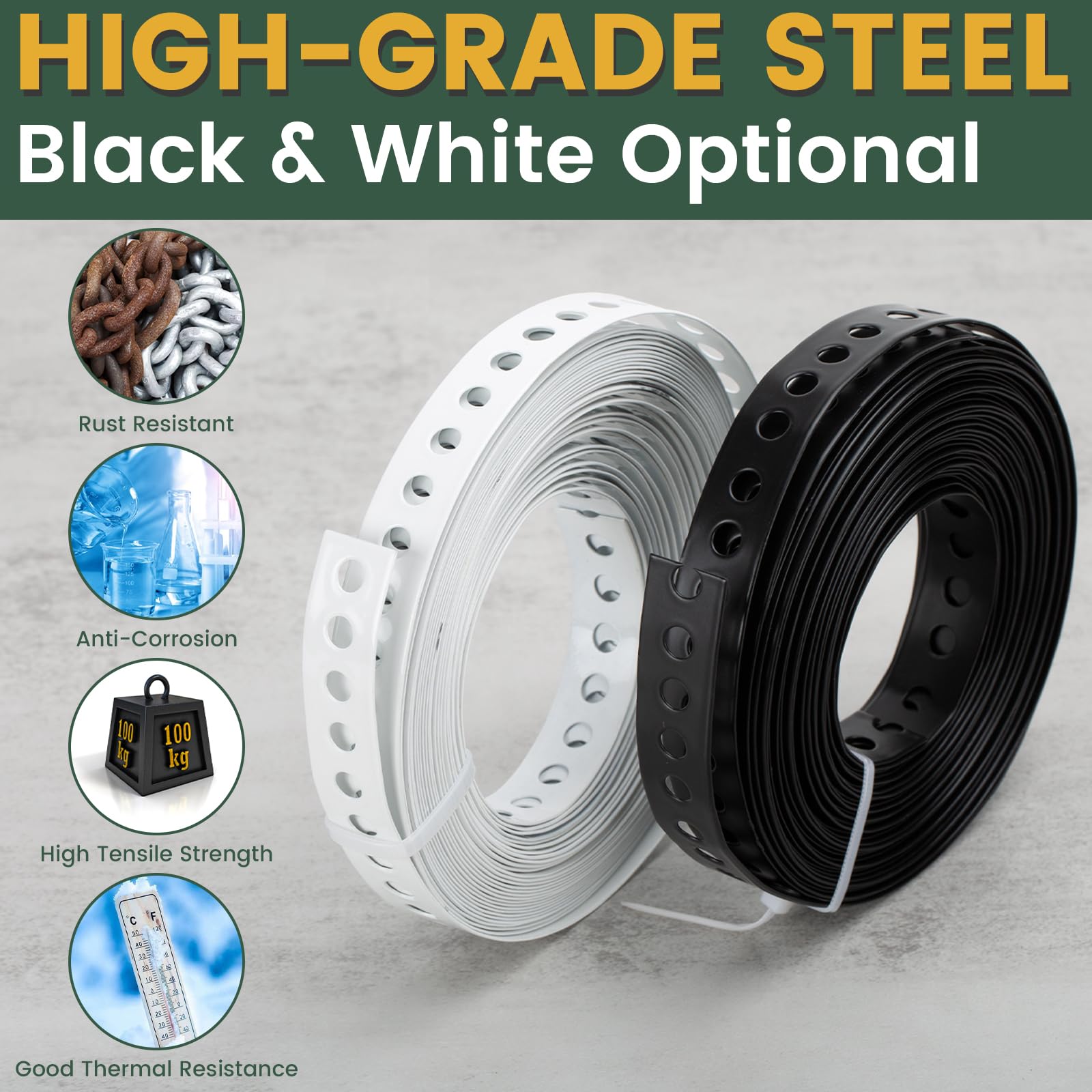 Black Metal Strapping - 33 Feet, 3/4 Inch Holes -6