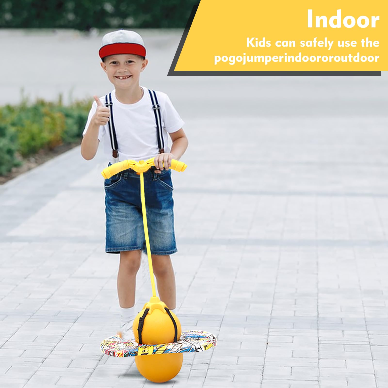 Pogo Kij dla dzieci, Pogo z regulowanymi uchwytami, wyważone i skoordynowane bouncing pogo 100 kg dla dzieci i dorosłych, którzy chcą ćwiczyć równowagę (żółty