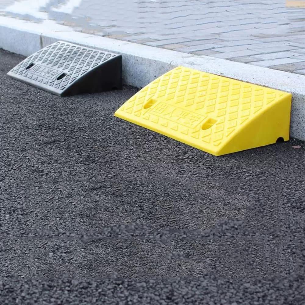 Rampas para Silla De Ruedas 3-22cm Altura, Rampa De Acceso De Plástico Portátiles para Bicicletas Scooters, Rampa De Entrada Antideslizante con Pernos De Expansión(Yellow,50 * 38 * 15cm)