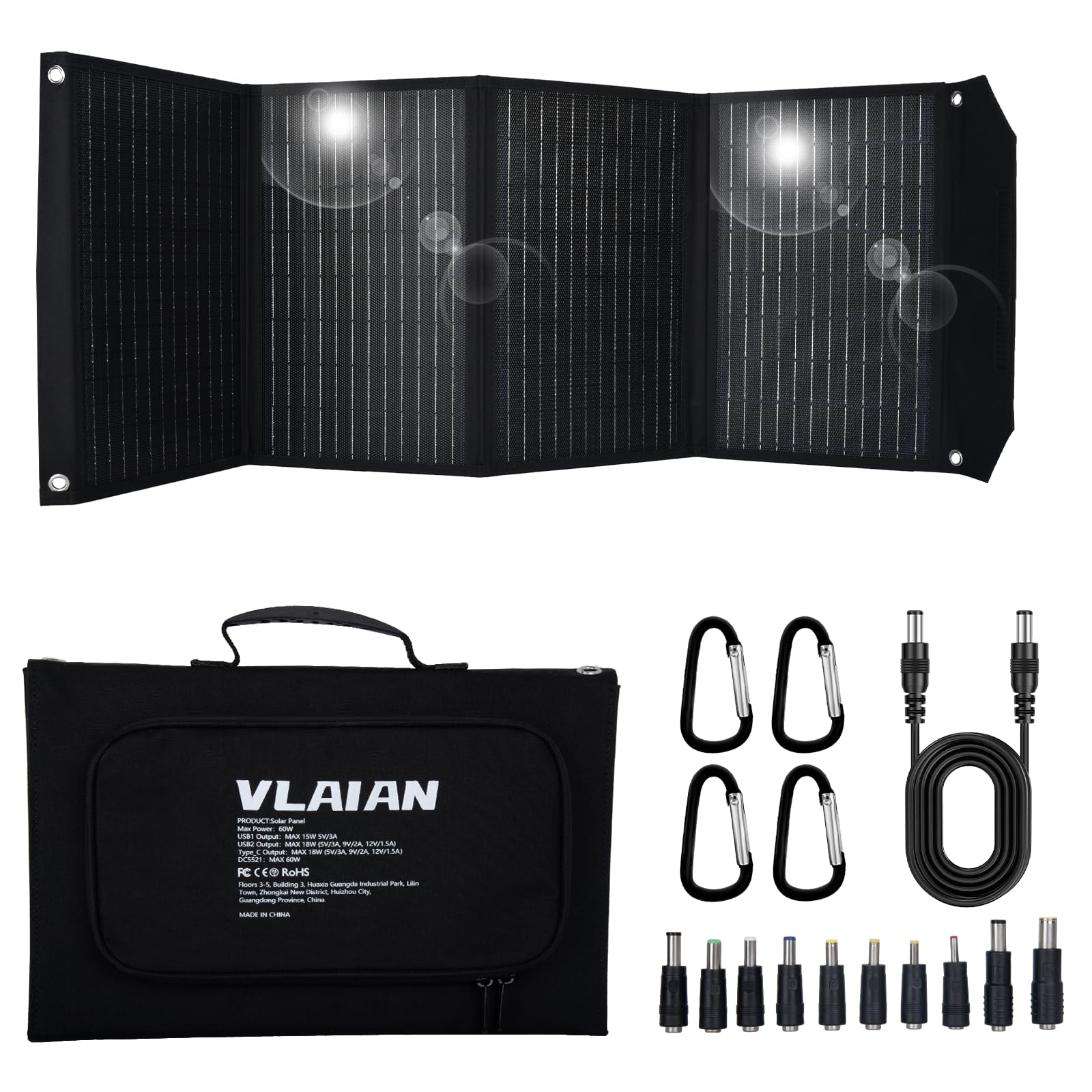 ソーラーパネル充電器 60W 高変換効率23％ 折りたたみ 急速充電対応 Amazon | VLAIANソーラーパネル60W 折りたたみ式 携帯電話ソーラー充電