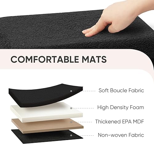 Miniatura 139 de PINPLUS Otomanas otomanas de almacenamiento con forma cuadrada con reposapiés de almacenamiento para sala de estar, asiento otomano Boucle para