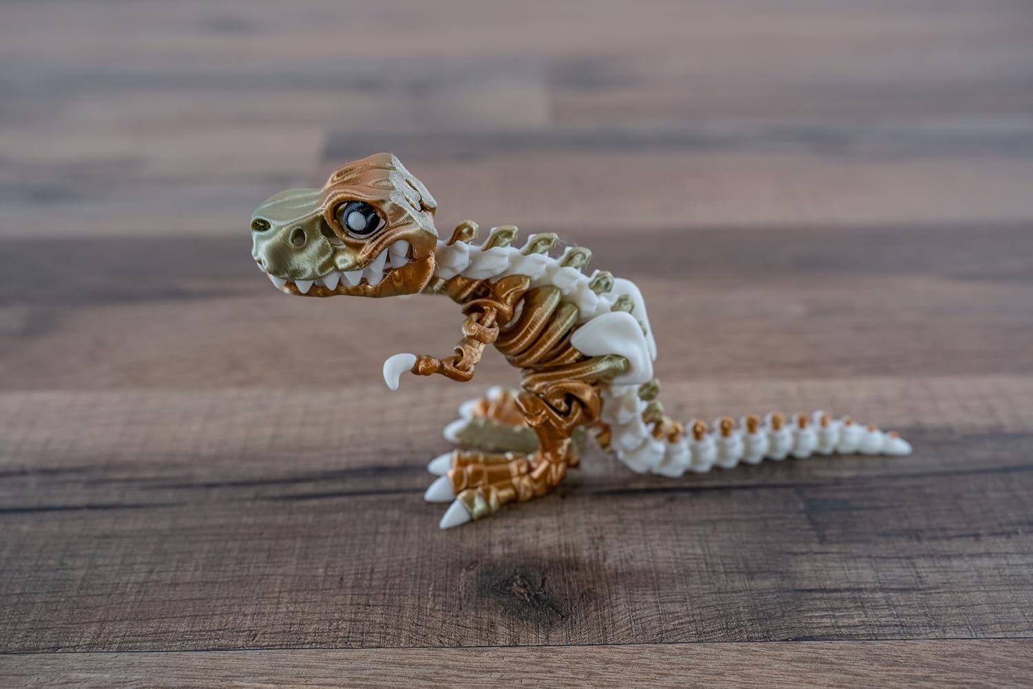 TechConnext Tyrannosaurus rex Fidget Figurine - Flexible Rexi with Bone 3D Printed Articulated Figurines for ADHD, Autism, Stress and Anxiety Relief, Unisex Adults (Metal Rain, Large)