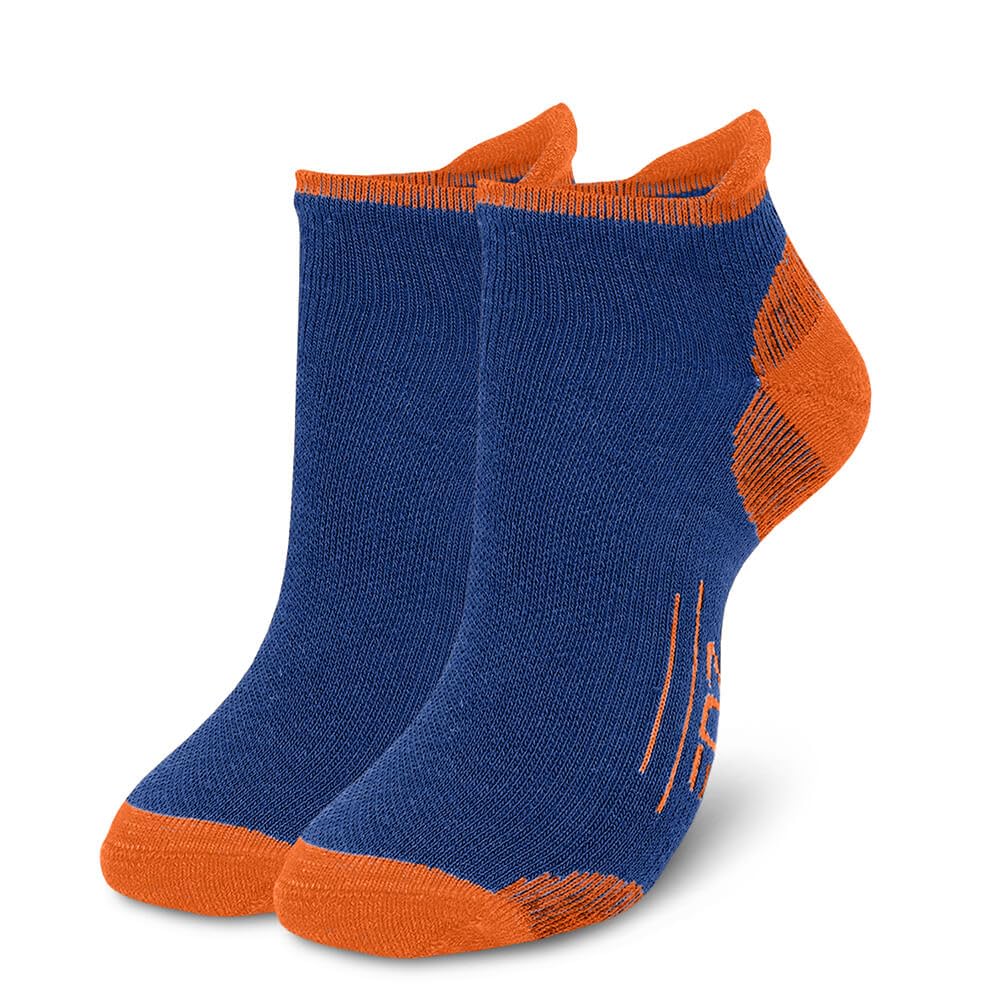 Edz Unisex Blue Merino Trainer Socks Orange, Uk6-8