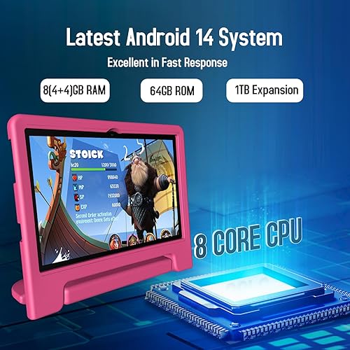 Miniatura 3 de ITDULCET Tableta para niños, Tableta Android 14 de 10 pulgadas para niños, 8 GB RAM 64 GB ROM Octa-Core Batería de carga rápida Tabletas para niños