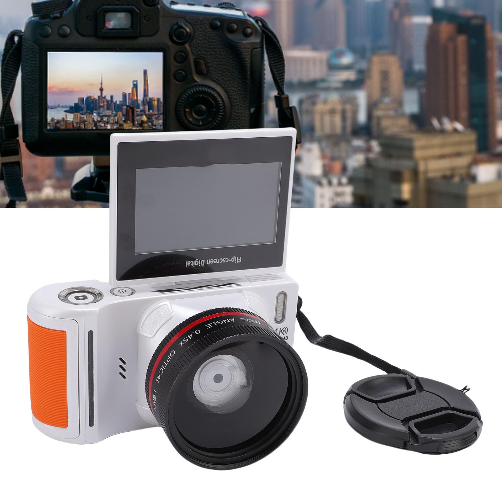 SENECESLI Fotocamera Digitale 4K Fotocamera Digitale HD da 64MP per Fotografia 18x Zoom Anti Shake Auto Focus e Compatto Portatile per Principianti (Bianco)