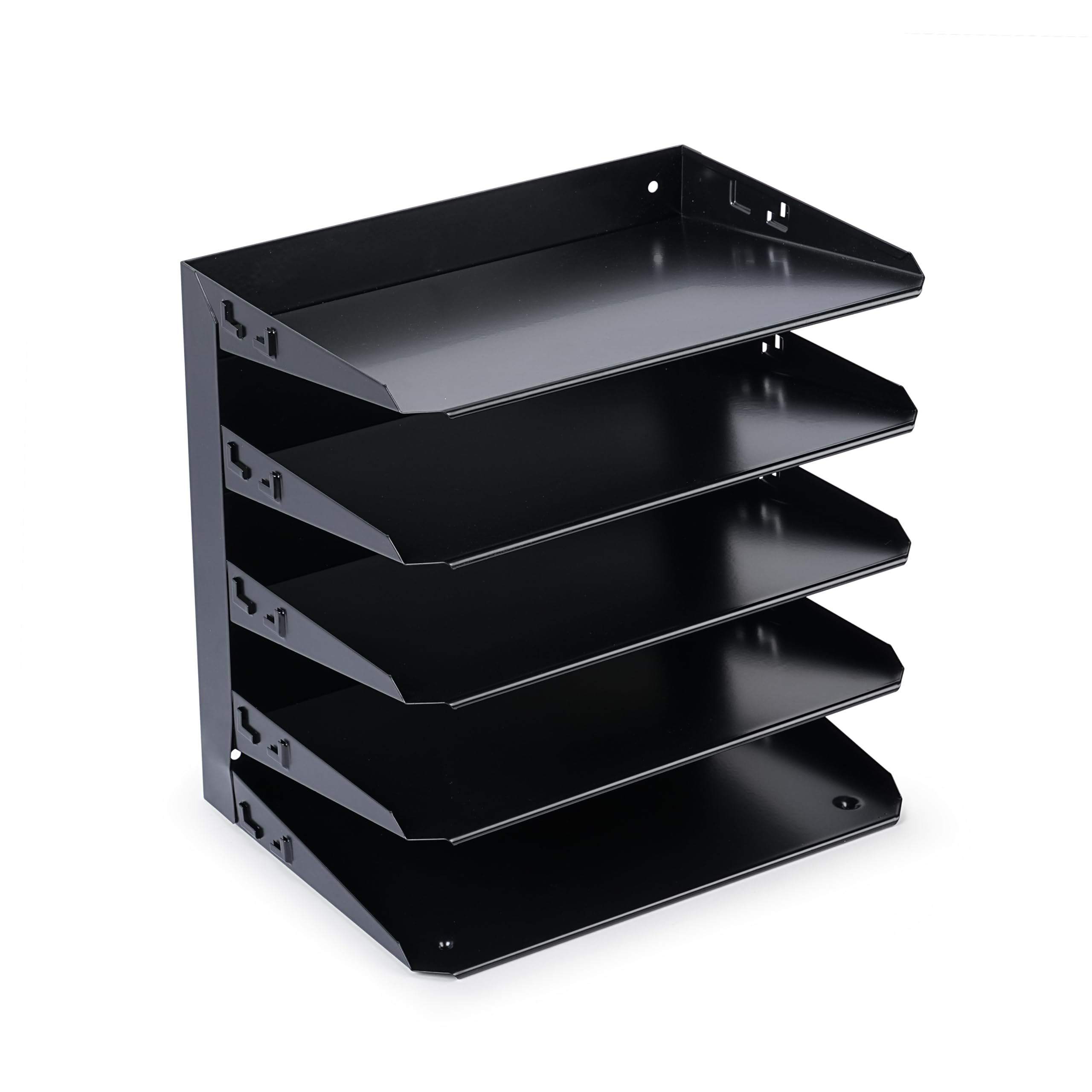 Huron Horizontal 5 Slot Steel Desk Organizer, Black