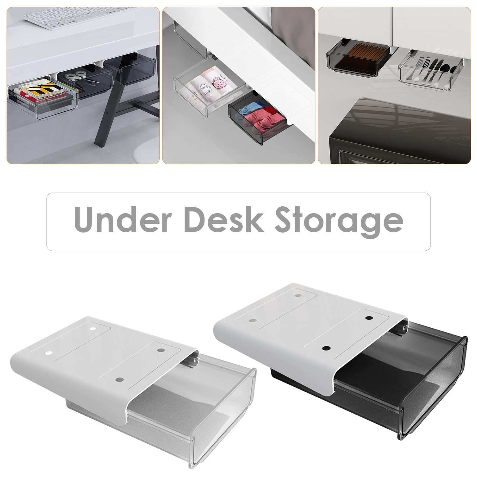oddpod Premium Under The Table Hidden Drawer/Acrylic Desk Organiser for Home & Office - Black (Small)