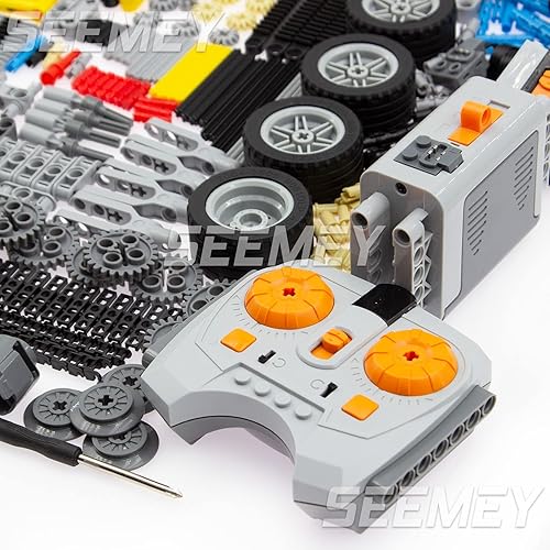 Miniatura 6 de SEEMEY Juego de 844 pines y ejes de engranajes y 32 piezas de funciones de potencia, paquete compatible con Lego-Technic-Parts