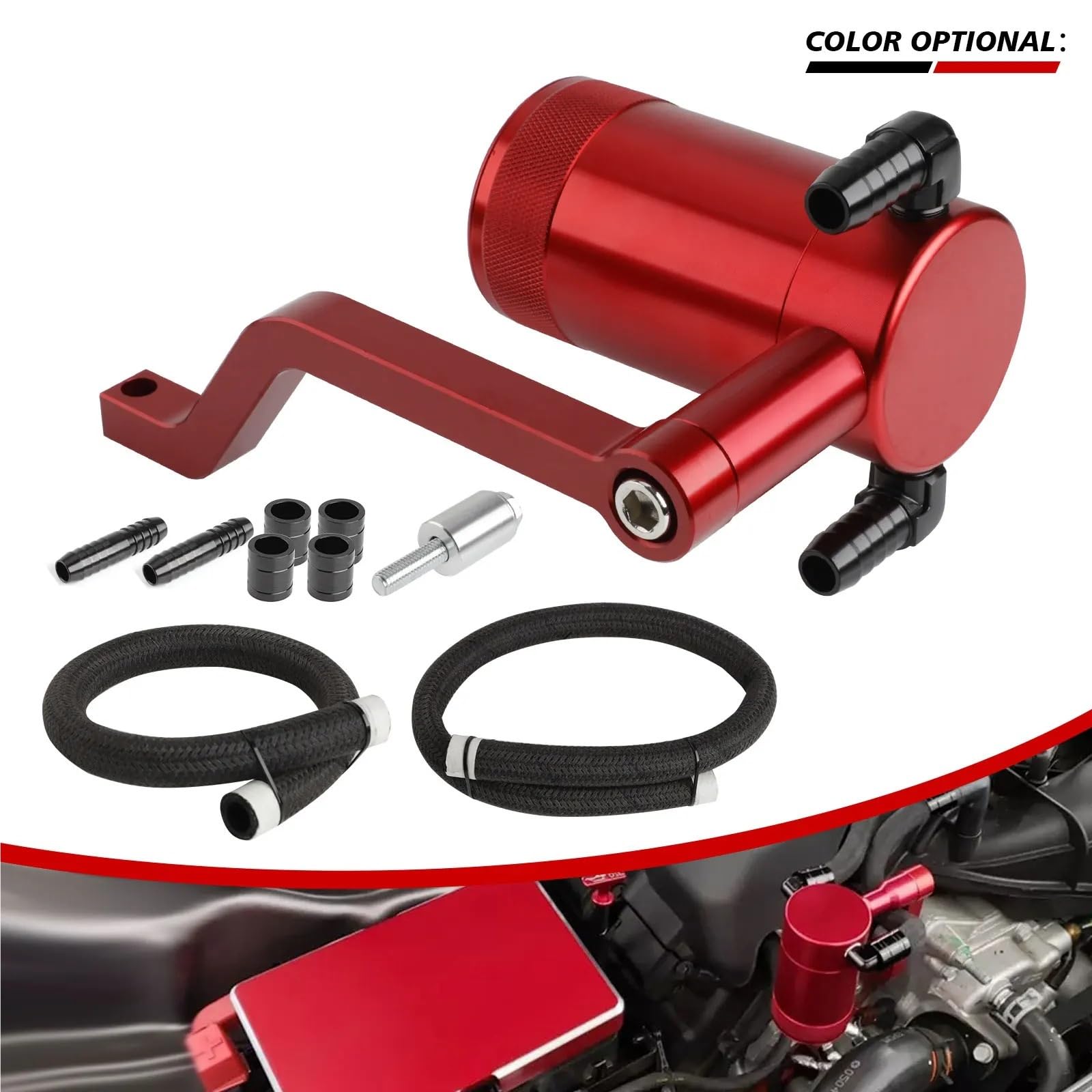 Crankcase Ventilation System 6,4 l Catch Can Z-Halterung. Passend für Chrysler, Passend für Dodge, Passend für Charger, Passend für Challenger, Passend für Jeep(YC102118-RD)