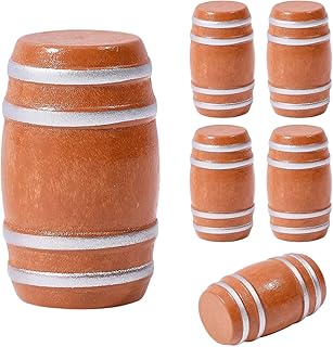 6 Pcs Miniature Wooden Beer Barrels Model Miniature Barrel Beer Wine Pickle for Bar Drink Landscape Decor Home Decoration