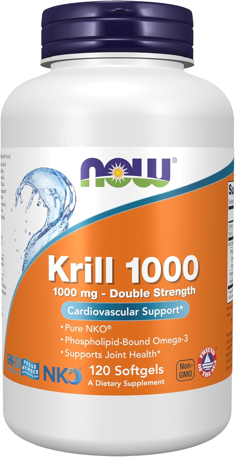 NOW Foods Supplements, Neptune Krill, Double Strength 1000 mg, Phospholipid-Bound Omega-3, 120 Softgels