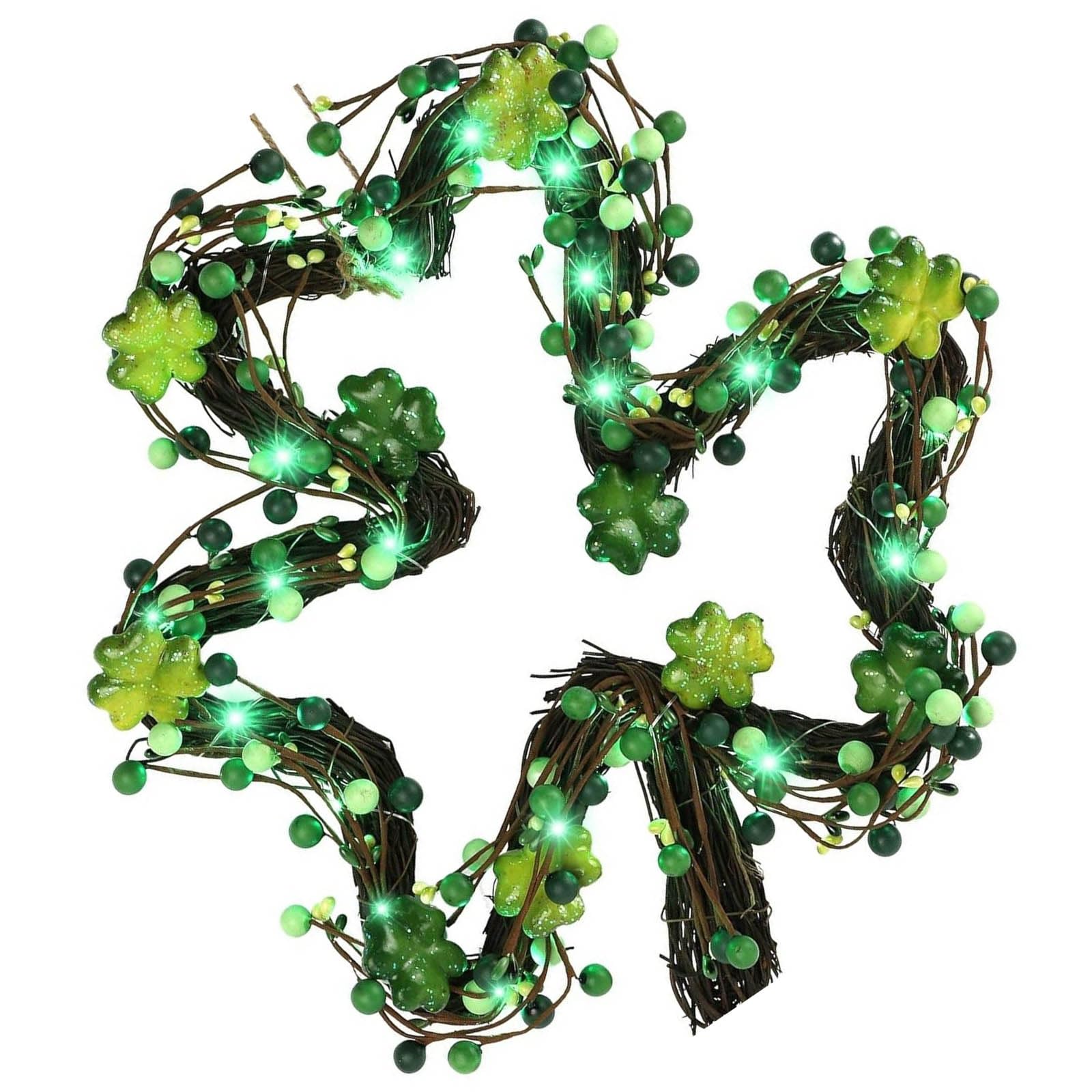 Tsophreniq Indoor Outdoors Use Shamrocks Wreath Decoration Easy Hanging Garlands for Patrick ' s Day Event and Gatherings Leprechaun Wreath