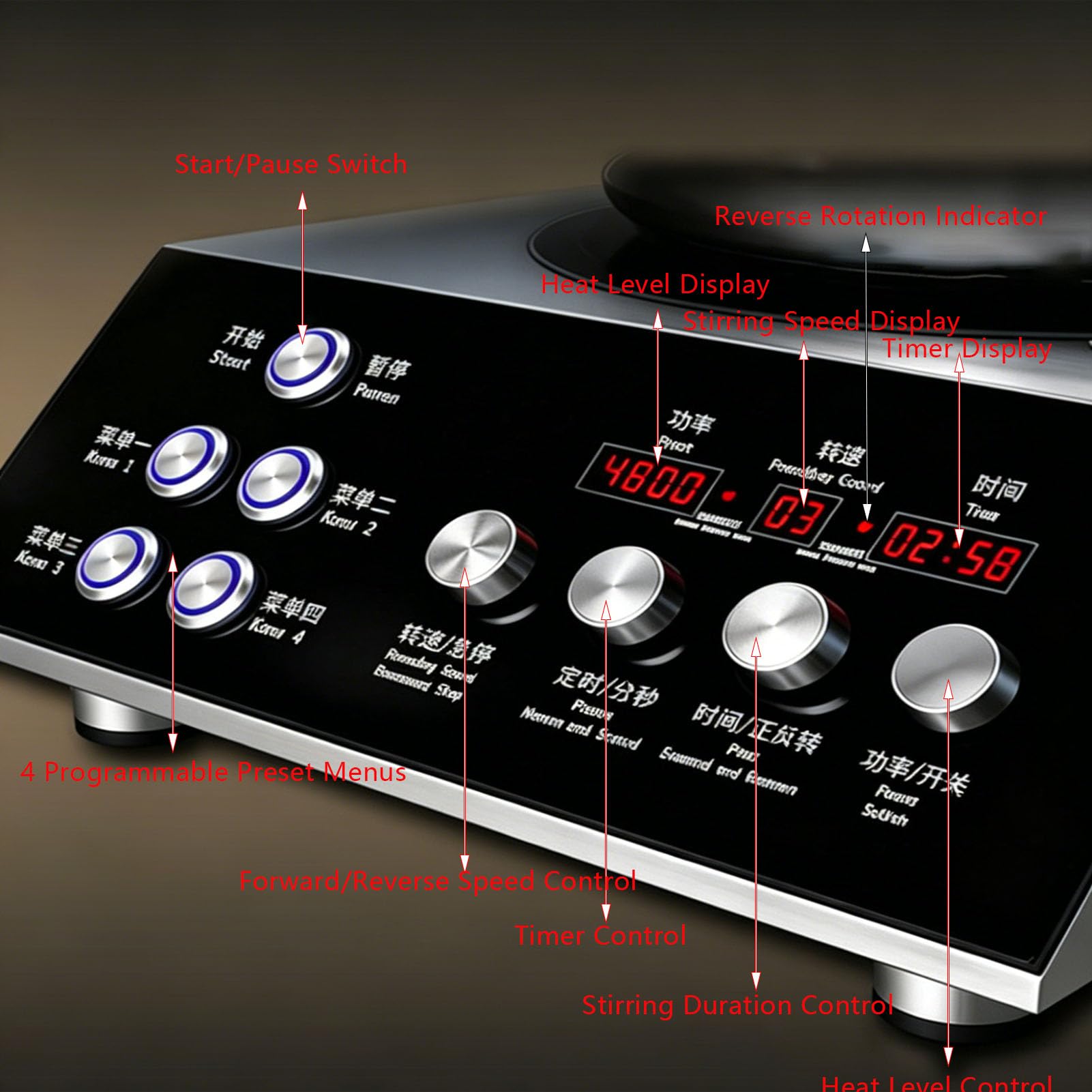 Máquina De Cocción Automática Comercial con Control De 9 Velocidades para Emprendimientos De Catering Restaurantes Establecimientos De Comida Rápida,5kw