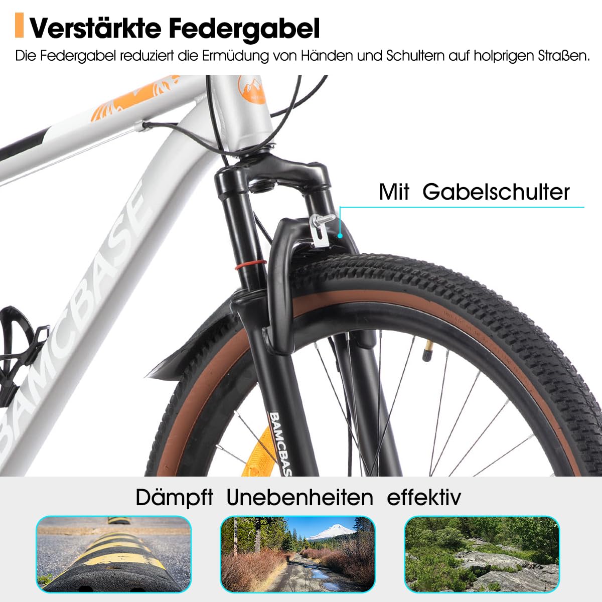 HILAND Bloomer Rower górski 26", MTB, męski i damski, 7-biegowy rower z mechanicznym hamulcem tarczowym, aluminiowa rama Hardtail, uniseks, dla dorosłych, szary